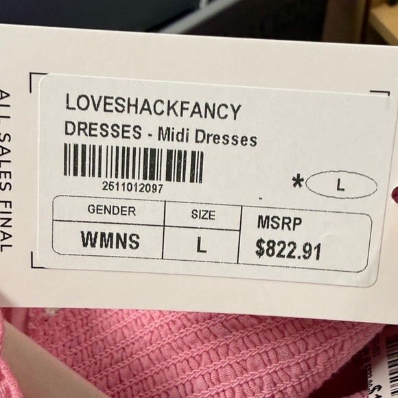 Love Shack Fancy Pink Floral Dress NWT Size L - Picture 8 of 9